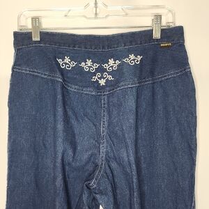 Maverick Embroidered Denim High Waisted Wide Leg Jeans